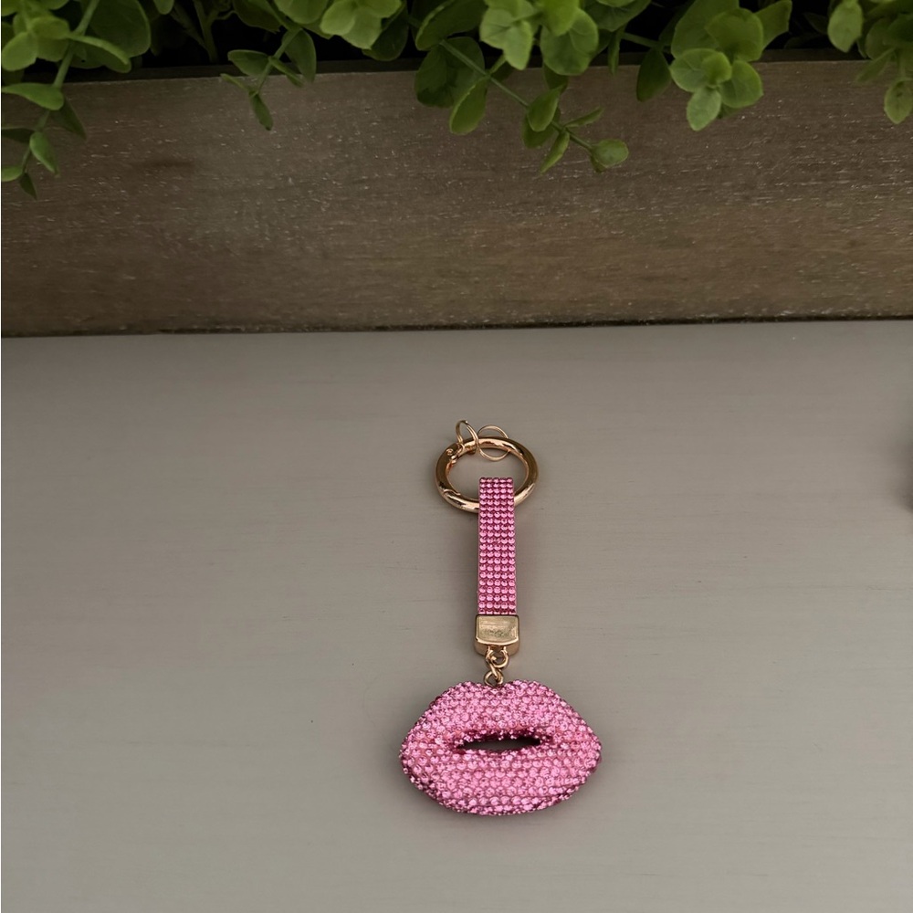Pink Rhinestone Lip Keychain / Bag Charm